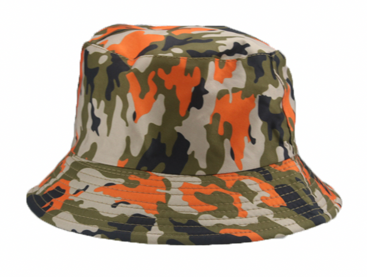 Bucket hat orange green camouflage