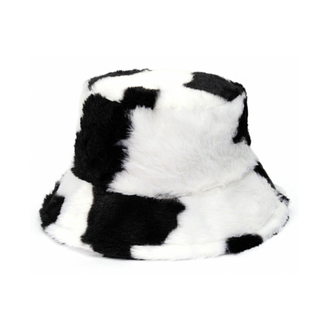 Fuzzy Cow Print Bucket hat
