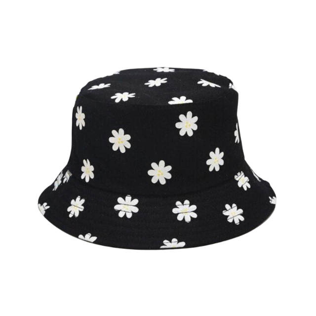 Daisy Print Bucket hat Black