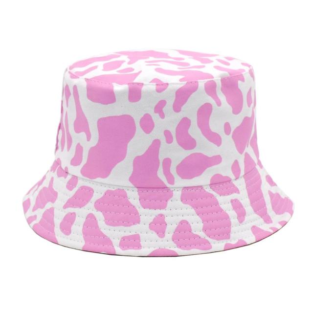 Bucket Hat Pink cow print