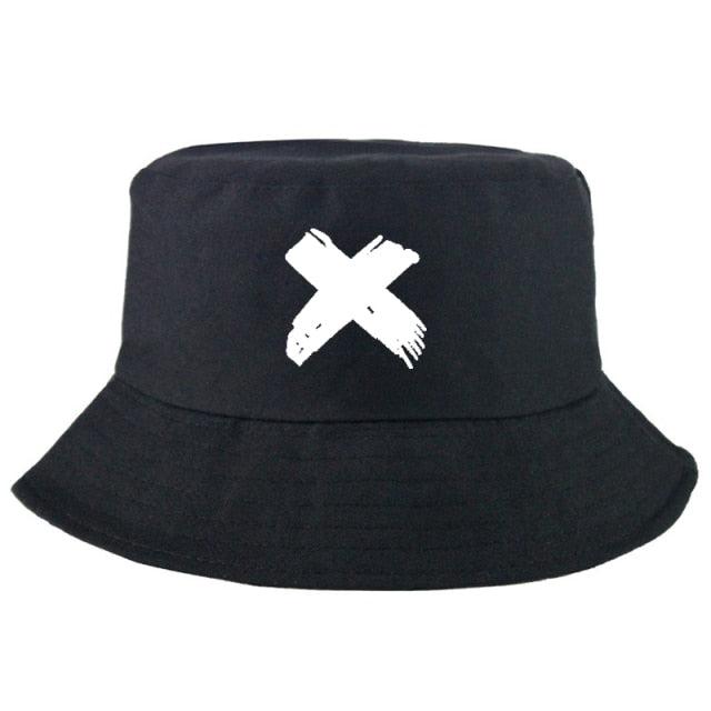 Bucket hat Black with printed cross