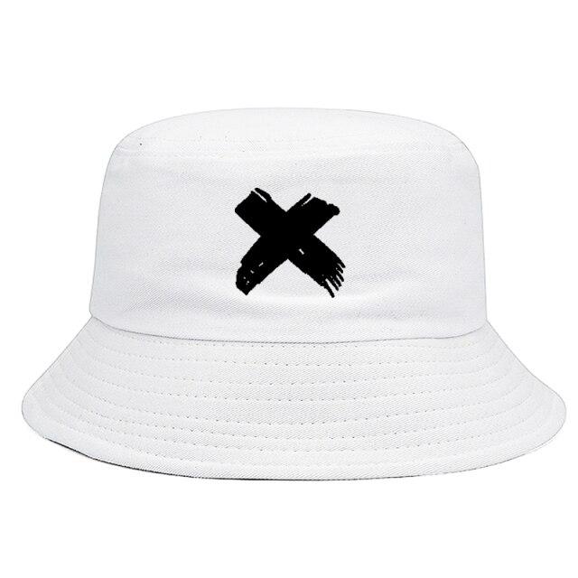Bucket hat White with printed cross