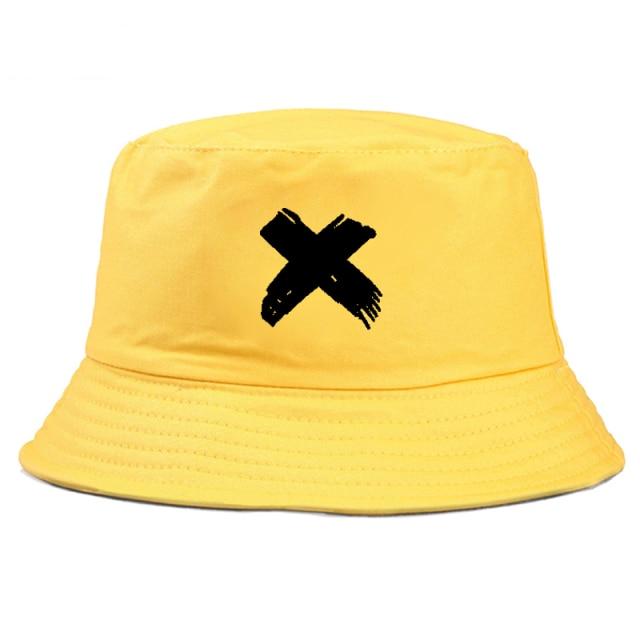 Bucket hat Yellow with printed cross